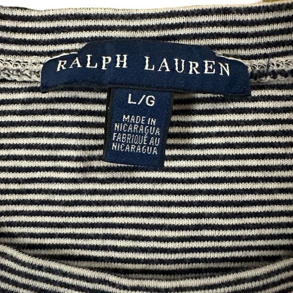 Ralph Lauren ~ blue and white striped top ~ size Large - Picture 8 of 9